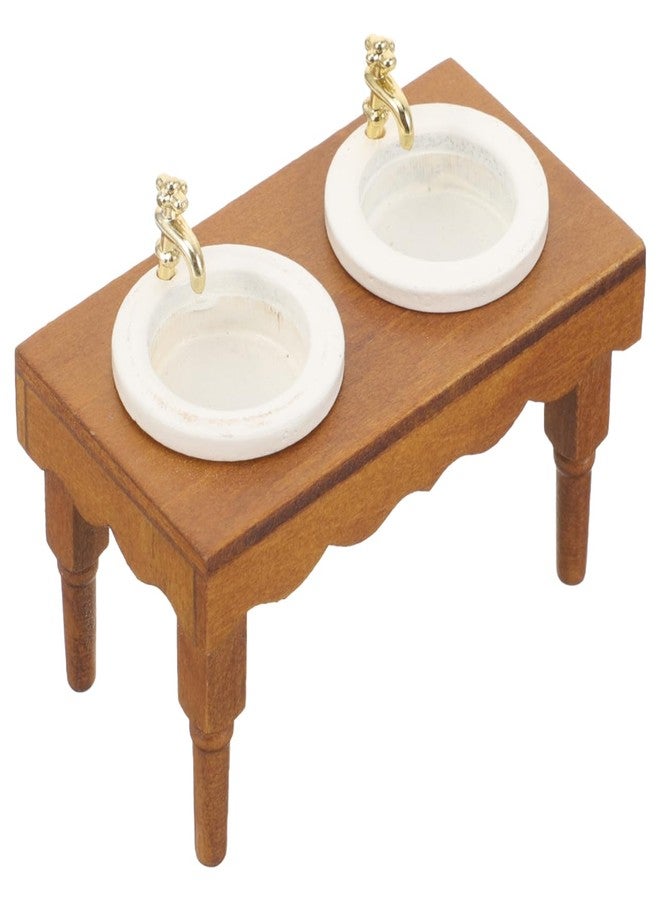 JOINPAYA 1/12 Scale Dollhouse Basin Sink: Mini House Bathroom Furniture Basin Mini Cabinet Adornments for Bathroom Scene Prop - Image 1